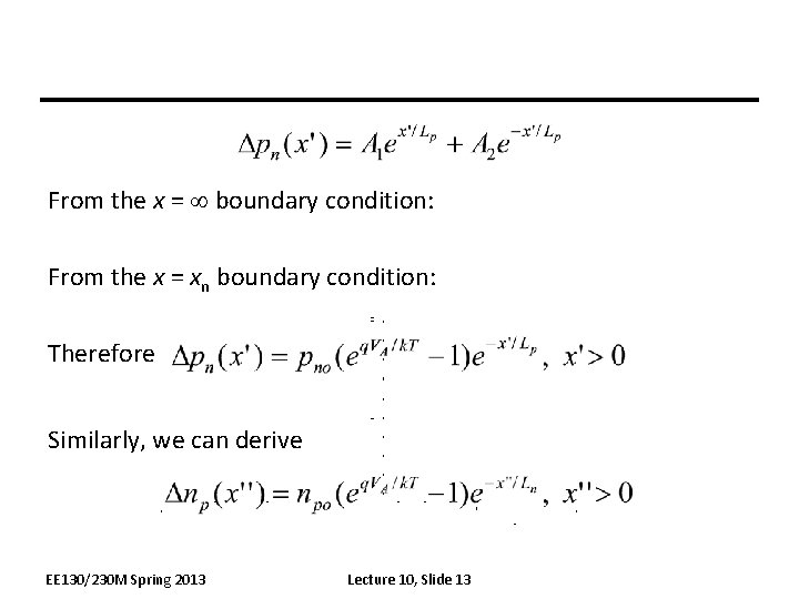 From the x = boundary condition: From the x = xn boundary condition: Therefore