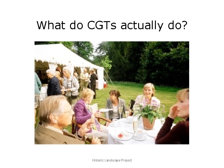 What do CGTs actually do? Historic Landscape Project 
