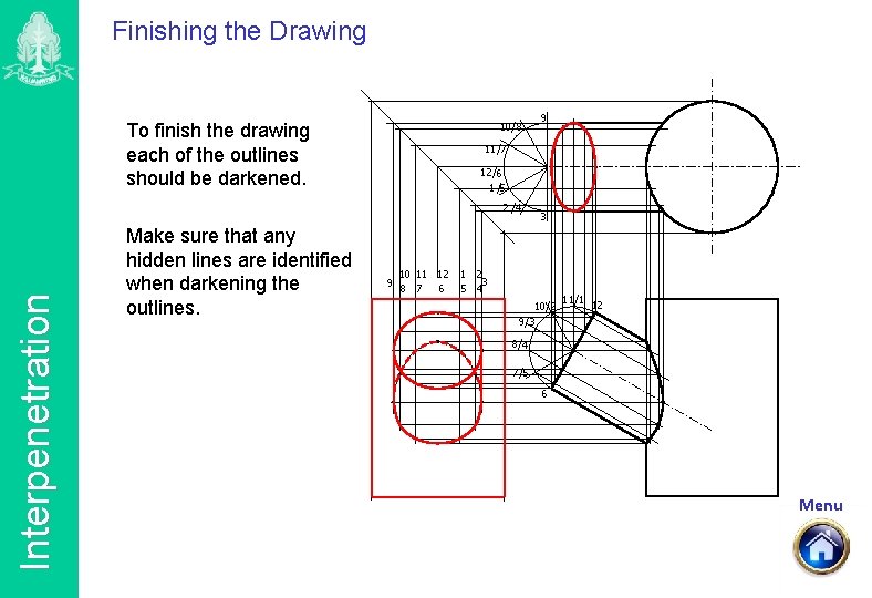 Finishing the Drawing To finish the drawing each of the outlines should be darkened.