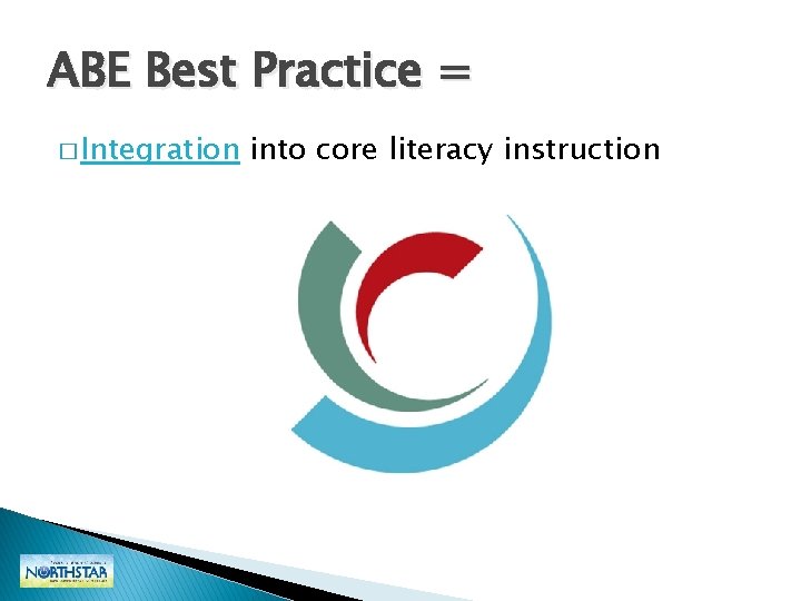 ABE Best Practice = � Integration into core literacy instruction ABE Best Practice = � Integration into core literacy instruction