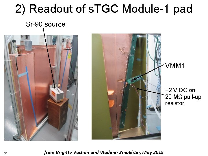 2) Readout of s. TGC Module-1 pad Sr-90 source VMM 1 +2 V DC