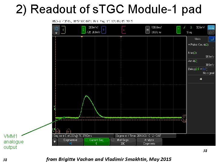 2) Readout of s. TGC Module-1 pad VMM 1 analogue output 38 38 from