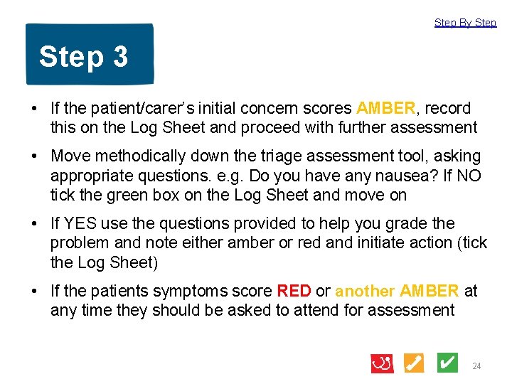 Step By Step 3 • If the patient/carer’s initial concern scores AMBER, record this