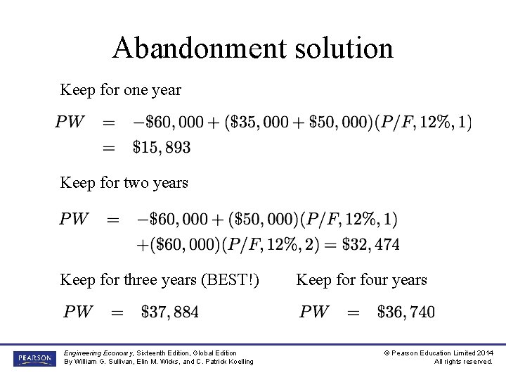 Abandonment solution Keep for one year Keep for two years Keep for three years