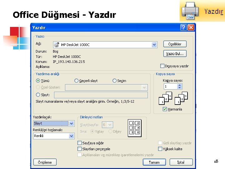 Office Düğmesi - Yazdır 18 