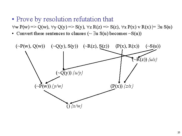 Inference In First Order Logic Some Material Adopted