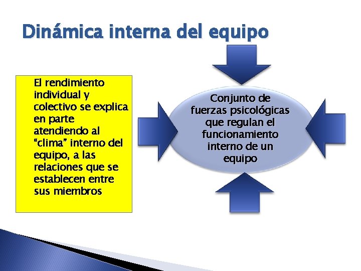 Dinámica interna del equipo El rendimiento individual y colectivo se explica en parte atendiendo