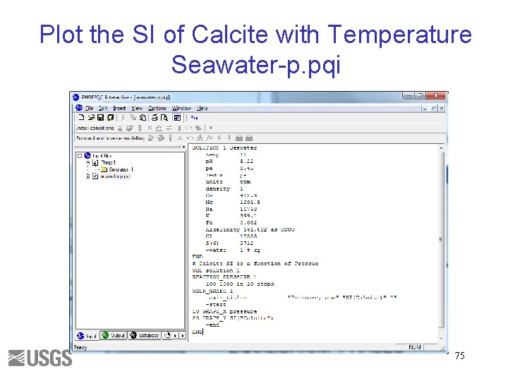 Plot the SI of Calcite with Temperature Seawater-p. pqi 75 