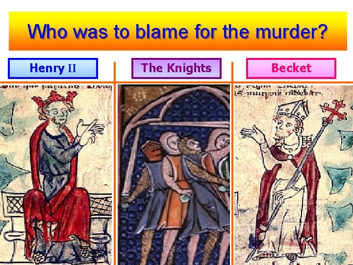 Who was to blame for the murder? Henry II The Knights Becket 