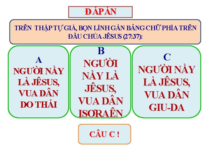 Đ ÁP ÁN TRÊN THẬP TỰ GIÁ, BỌN LÍNH GẮN BẢNG CHỮ PHÍA TRÊN