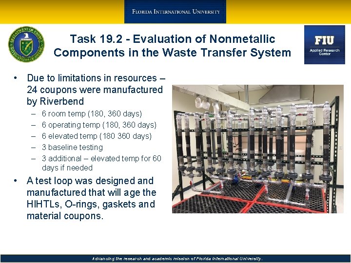 Task 19. 2 - Evaluation of Nonmetallic Components in the Waste Transfer System •