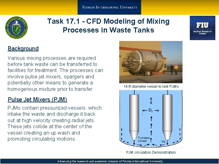 Task 17. 1 - CFD Modeling of Mixing Processes in Waste Tanks Background Various