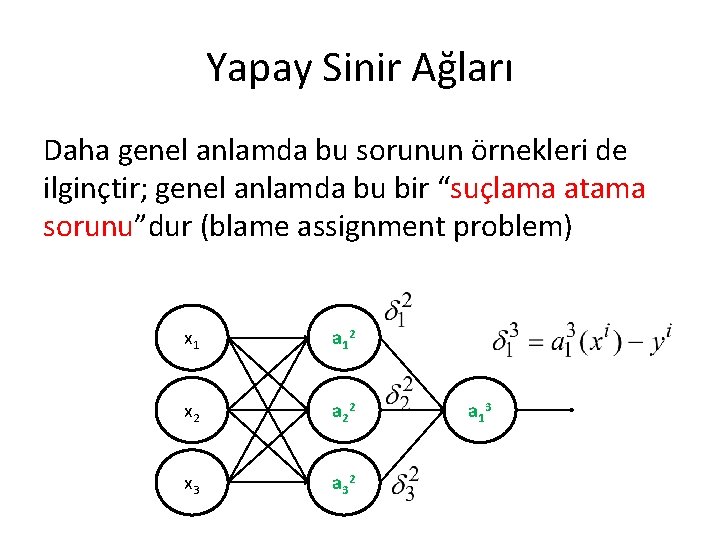 Yapay Sinir Ağları Daha genel anlamda bu sorunun örnekleri de ilginçtir; genel anlamda bu