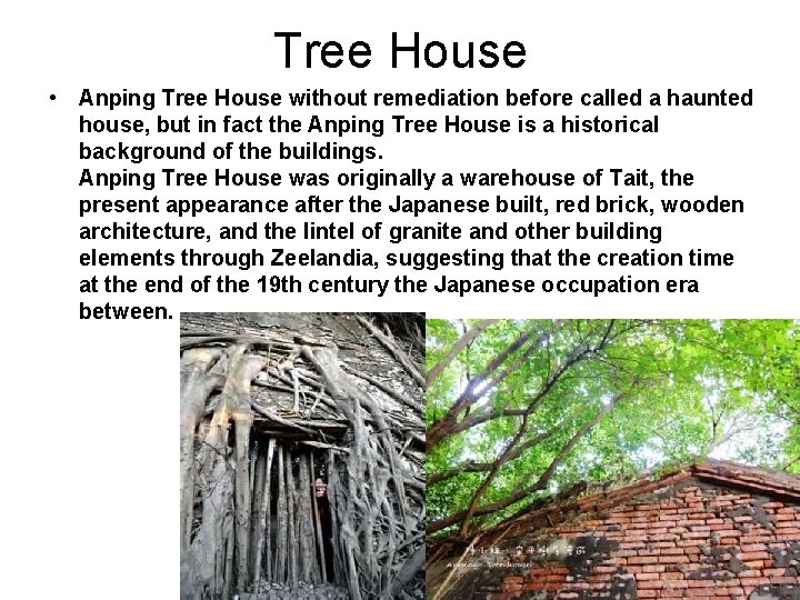 Tree House • Anping Tree House without remediation before called a haunted house, but