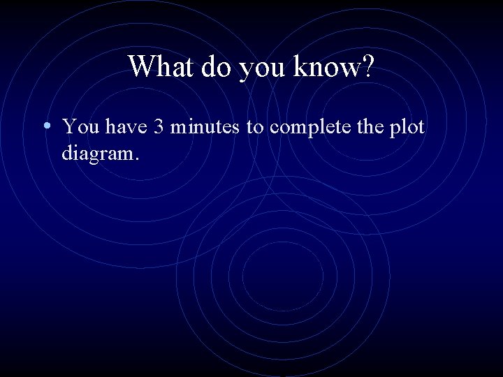 What do you know? • You have 3 minutes to complete the plot diagram.