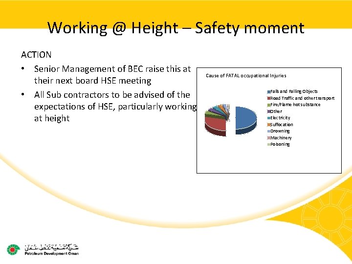 Working @ Height – Safety moment ACTION • Senior Management of BEC raise this Working @ Height – Safety moment ACTION • Senior Management of BEC raise this