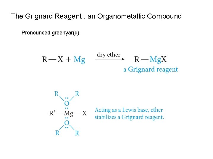 The Grignard Reagent : an Organometallic Compound Pronounced greenyar(d) 