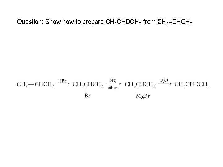 Question: Show to prepare CH 3 CHDCH 3 from CH 2=CHCH 3 