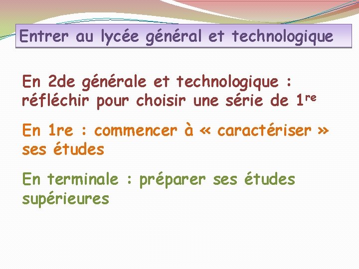 Entrer au lycée général et technologique En 2 de générale et technologique : réfléchir