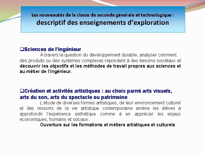 Les nouveautés de la classe de seconde générale et technologique : descriptif des enseignements