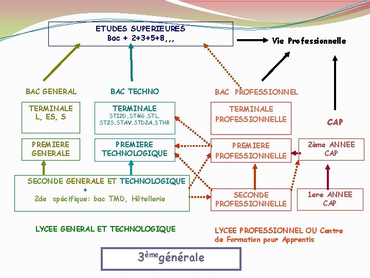 ETUDES SUPERIEURES Bac + 2+3+5+8, , , BAC GENERAL BAC TECHNO TERMINALE L, ES,