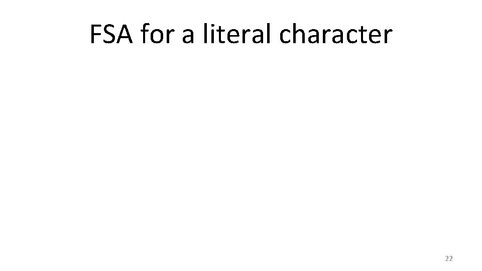 FSA for a literal character 22 