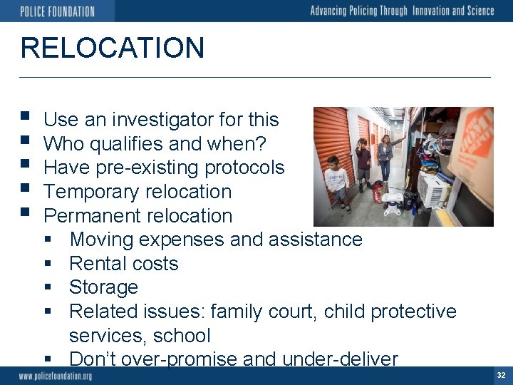 RELOCATION § § § Use an investigator for this Who qualifies and when? Have
