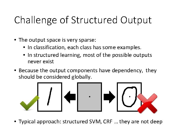 Challenge of Structured Output • The output space is very sparse: • In classification,