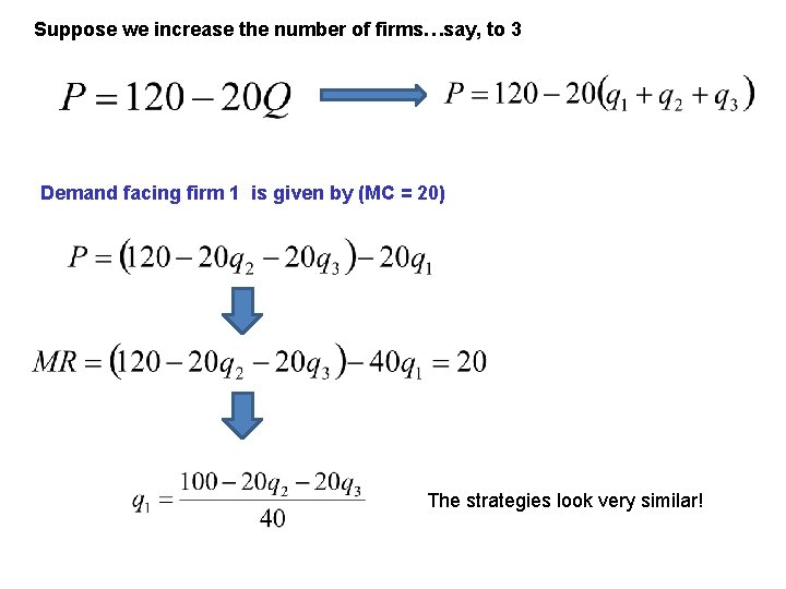 Suppose we increase the number of firms…say, to 3 Demand facing firm 1 is