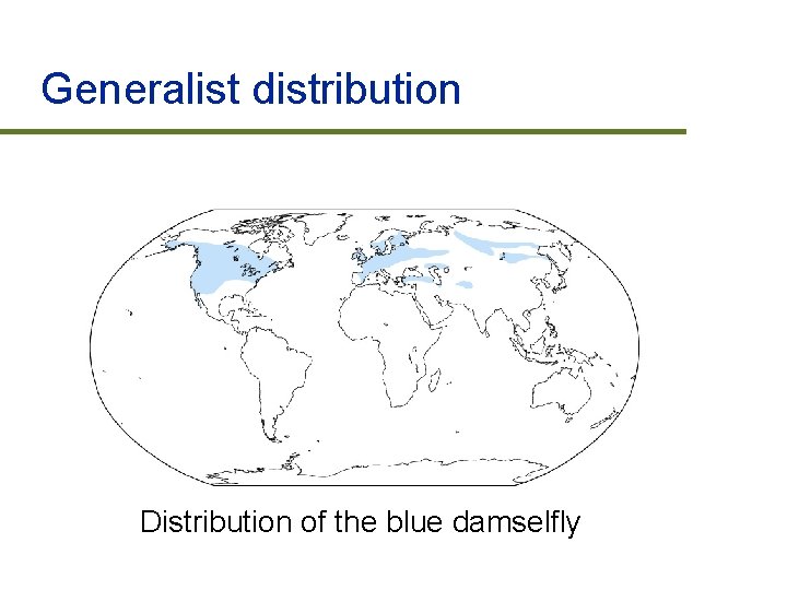 Generalist distribution Distribution of the blue damselfly 