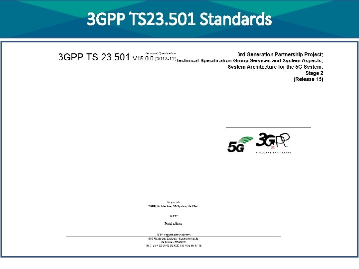 3 GPP TS 23. 501 Standards 