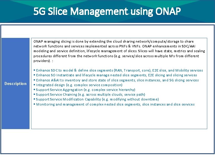 5 G Slice Management using ONAP managing slicing is done by extending the cloud