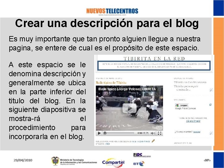 Crear una descripción para el blog Es muy importante que tan pronto alguien llegue