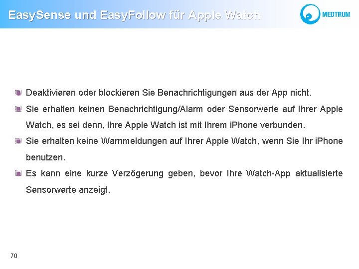 Easy. Sense und Easy. Follow für Apple Watch Deaktivieren oder blockieren Sie Benachrichtigungen aus