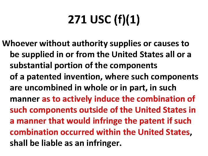271 USC (f)(1) Whoever without authority supplies or causes to be supplied in or