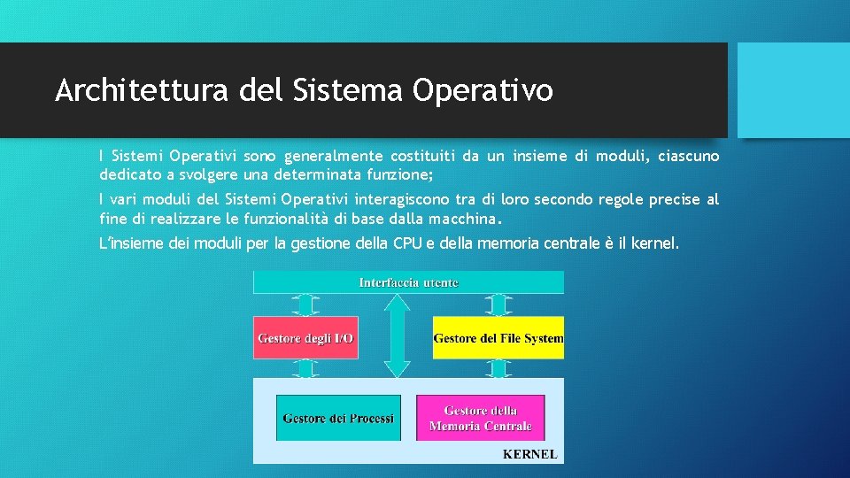 Architettura del Sistema Operativo I Sistemi Operativi sono generalmente costituiti da un insieme di Architettura del Sistema Operativo I Sistemi Operativi sono generalmente costituiti da un insieme di
