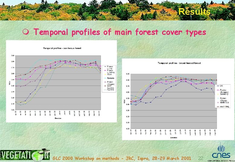 Results m Temporal profiles of main forest cover types GLC 2000 Workshop on methods