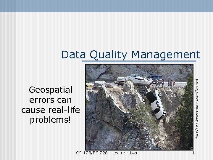 Geospatial errors can cause real-life problems! CS 128/ES 228 - Lecture 14 a http: