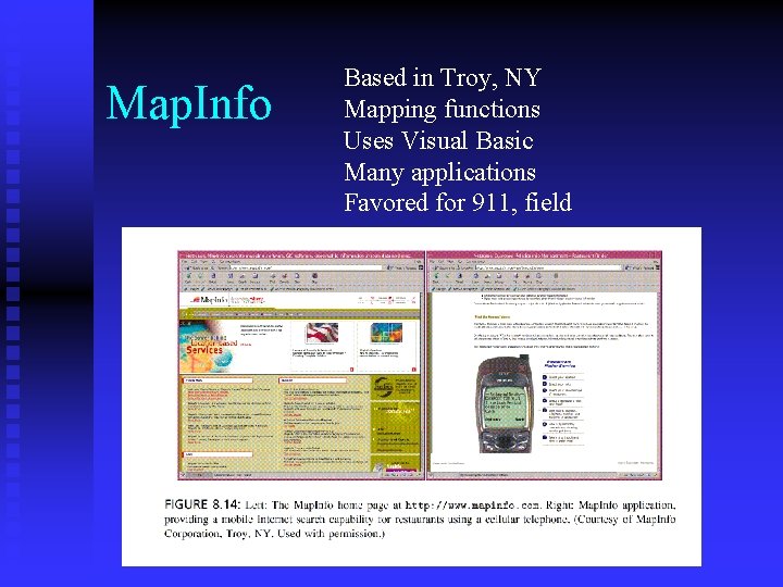 Map. Info Based in Troy, NY Mapping functions Uses Visual Basic Many applications Favored