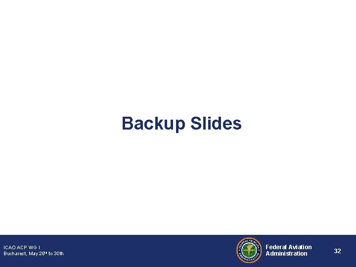 Backup Slides ICAO ACP WG I Bucharest, May 28 th to 30 th Federal