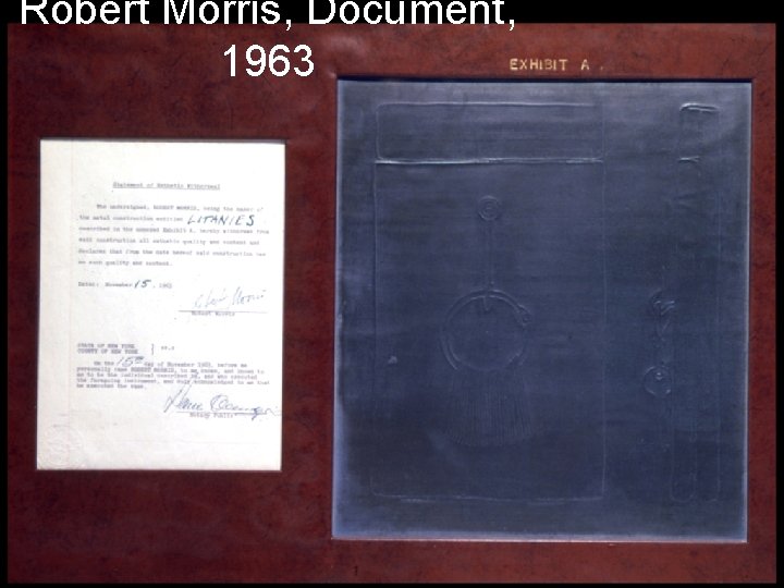 Robert Morris, Document, 1963 