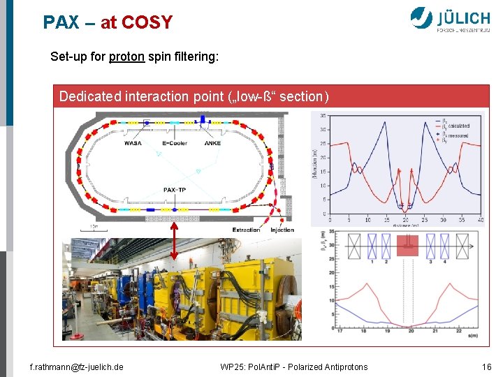 PAX – at COSY Set-up for proton spin filtering: Dedicated interaction point („low-ß“ section)