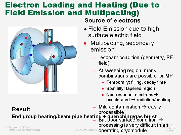 Electron Loading and Heating (Due to Field Emission and Multipacting) Source of electrons ●