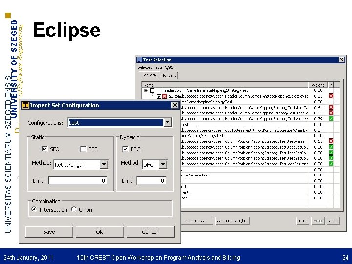 UNIVERSITAS SCIENTIARUM SZEGEDIENSIS UNIVERSITY OF SZEGED Department of Software Engineering Eclipse 24 th January,