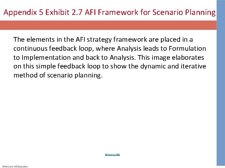 Appendix 5 Exhibit 2. 7 AFI Framework for Scenario Planning The elements in the