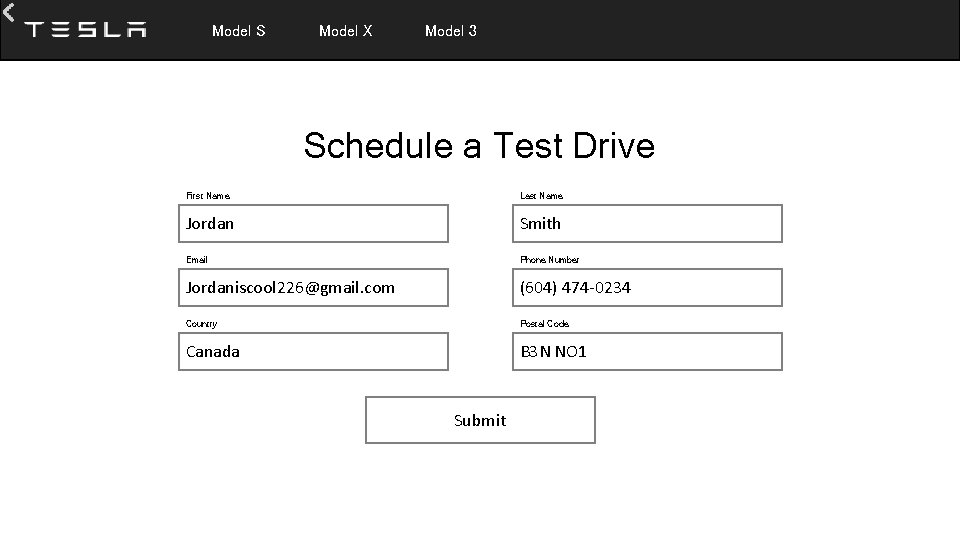  Model S Model X Model 3 Schedule a Test Drive First Name Last