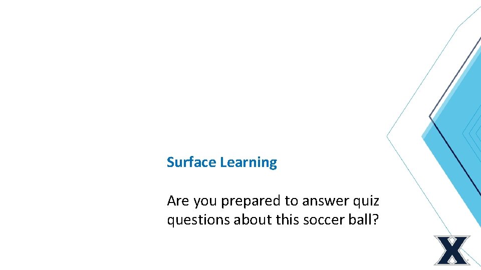 Surface Learning Are you prepared to answer quiz questions about this soccer ball? 