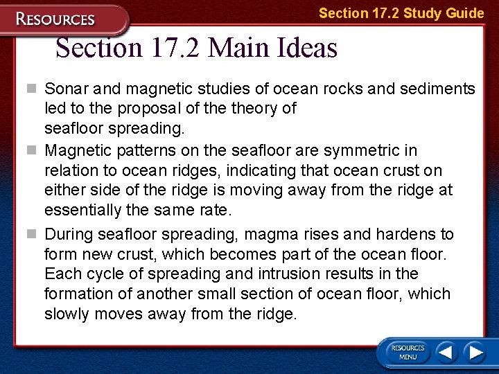 Section 17. 2 Study Guide Section 17. 2 Main Ideas n Sonar and magnetic
