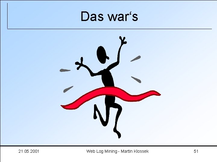 Das war‘s 21. 05. 2001 Web Log Mining - Martin Klossek 51 