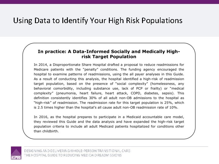 Using Data to Identify Your High Risk Populations 